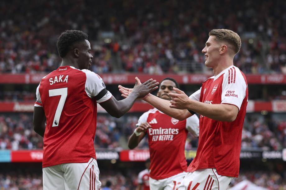 英超-萨卡破门哲凯赖什双响 阿森纳5-0大胜利兹联